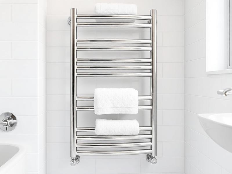 Sèche-serviettes électrique chromé dans une salle de bain